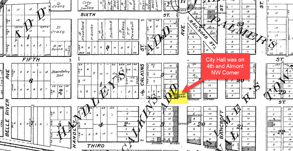 Imlay City Opera House - Old Plat Map Showing City Hall Which Was Opera House